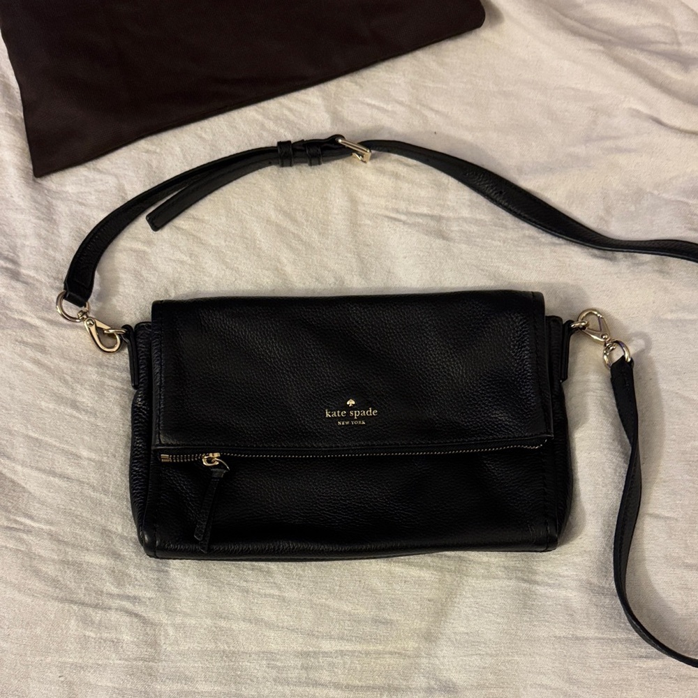 kate spade Black Pebbled Leather Convertible Crossbody